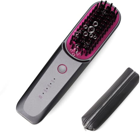 Jettisonify Cordless Hair Straightener Brush – Heated Hair Brush & Hot Brush for Women, Fast Heating, Anti-Scald, Portable Mini Styling Brush for Travel