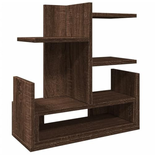 vidaXL Schreibtisch Organizer, Schreibtischregal für Büro Zuhause, Bücherregal Aufbewahrungsregal Offene Fächer, Tischorganizer, Braun Eichen-Optik Holzwerkstoff