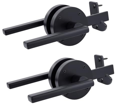 Lot de 2 loquets de porte battante double face réglables en aluminium robuste pour clôture en bois Noir