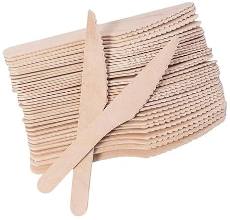 300pcs Wooden Knives, Disposable Birch Wood Cutlery Set for Catering, Parties, BBQs, Picnics and Events Bulk Pack