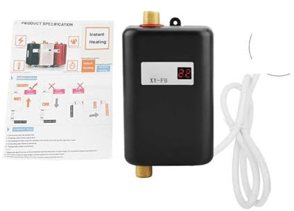 Chauffe-eau sans réservoir 3000W Mini Chauffe-Eau Électrique Sans Réservoir Chauffe-Eau Électrique Instantané Salle De Bains Cuisine Lavage Chauffe-Eau Sans Réservoir Sous évier Cuisine Ménage(Zwart)