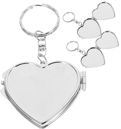 GAROZATION 3stücke Kosmetikspiegel Klappbar Mit Herzform Spiegel Schlüsselanhänger Aus Metall Tragbarer Klappspiegel Für Damen Als Geschenk Oder Dekoration