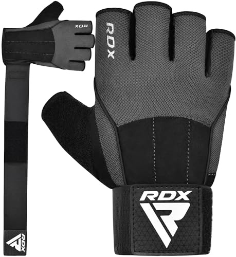 RDX Fitness Handschuhe, Trainingshandschuhe mit 3 Handgelenk-Stabilisierungsplatten, 15 Zoll Langer Riemen Non-Slip Handflächenschutz, Sporthandschuhe für Gym Gewichtheben, Powerlifting, Herren Damen