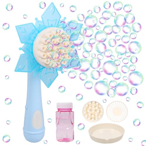 Schneeflocke Seifenblasenmaschine Kinder, Elektronische Seifenblasenpistole, Bubble Gun Kinder mit Seifenblasen Flüssigkeit, Seifenblasen Machine, Seifenblasenspielzeug für Party Geburtstag Hochzeit