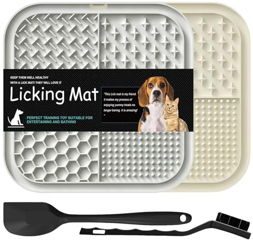 Binnan 2 st slickmattor för hundar och katter, hundslickmatta, kattmatta, långsam utfodring för ångestlindring, BPA-fri, för smör, yoghurt