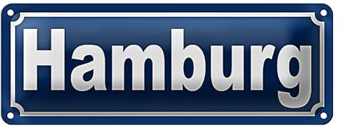 Blechschild Hamburg | Dekoratives Metallschild | Wanddekoration | 10 x 27cm