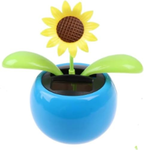 1 Pc Blue Solar Dancing Sun Flower Automotive Ornament Solar Powered Dancing Sun Flower in Colorful Swinging Animated Bobblehead Dancer Window Sun Catcher Car Dashboard Decor Portable