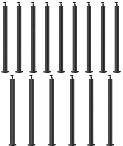 Kit per ringhiera per scale in metallo nero, 15 pezzi, staffa regolabile a 270°, mandrini quadrati per interni/esterni, ponti e giardini, design moderno per ristrutturare la casa