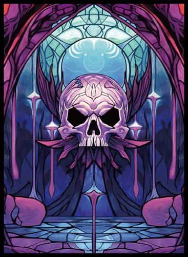 UAONO MTG Kartenhüllen 100 Stück – Totenkopf – Art Sleeves | Klare Vorderseite & matte strukturierte Rückseite – Kartenhüllen für Magic: The Gathering, Basic-Lands-Serie