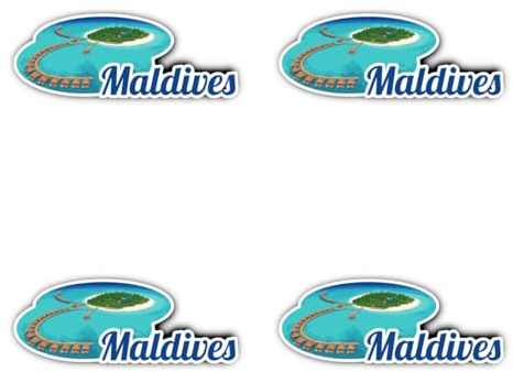 Aufkleber: 75 mm, 4 Stück - Maldives Insel Strand Urlaub Vinyl Sticker