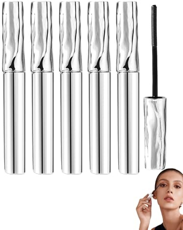 Donvuka 5 Pcs Metal Mascara, 3D Ultra Fine Waterproof Mascara Wimperntusche Lange Wimpern, Wasserfest Feiner Pinsel Schwarz Wimpern, Curling Eyelash Iron, Iron Eye Mas cara mit Metallbürste, Tubing Ma