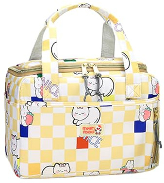 Boîte à déjeuner polyvalente – Sac à déjeuner dessin animé, boîte Tiffin avec fermeture éclair lisse, fourre-tout isotherme avec tissu résistant à l'usure, sacs alimentaires, support à collation