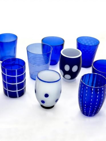 ZAFFERANO MELTING POT. CONFEZIONE ASSORTITA DI 6 BICCHIERI BLU