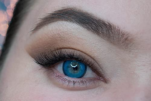 MYSALENS® Lentilles De Contact De Couleur Naturelle Hidrocharme Marine Bleu très haute opacité Kit De Rangement Boitier Pince applicateur Offert 12 Mois sans correction