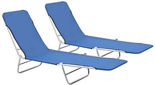 Festnight Klappbare Sonnenliegen | 2 STK. Liege Set Gartenliege | Klappliege Verstellbare Rückenlehne Max. bis 120kg | für Garten, Terrasse und Balkon 56 x 182 x 24,5 cm