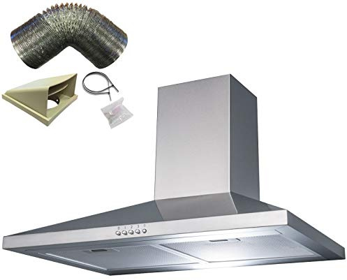 SIA CHL70SS 70cm Stainless Steel Chimney Cooker Hood Extractor and 3m Ducting