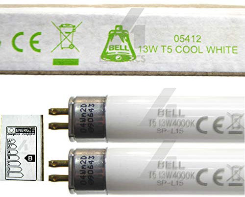 2Pk of 13w T5 525mm 21 Fluorescent Tubes Cool White 4000k G5 Cap 13 Watt Bell Lighting 05412