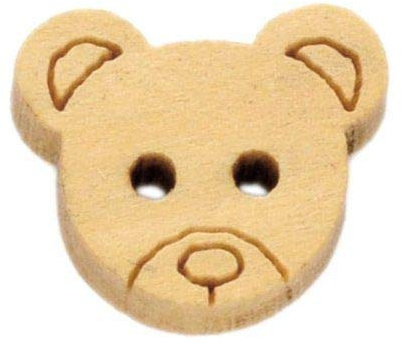 50 Stück Holzknöpfe Knöpfe mit Motiv Bär Teddy Form 13x11mm hellbraun natur