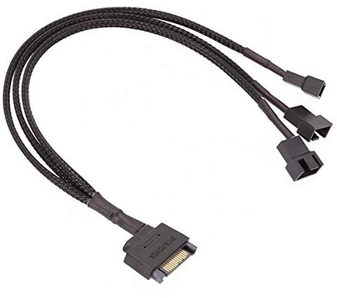 YieJoya 15 Pin SATA to 3 x 3 Pin / 4 Pin PMW 12V PC Case Fan Power Adapter Cable, 3-Pin or 4-Pin (PWM Connector) to 15 Pin SATA Computer Cooler Cooling Fan Splitter Y Power Cable …