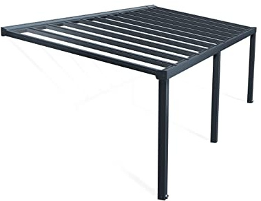 Canopia by Palram Terrassenüberdachung Alu Stockholm 3.4X8.1 Polycarbonat Hohlkammerplatten Pergola 805 x 341 cm Grau zur Überdachung ihrer Terrasse