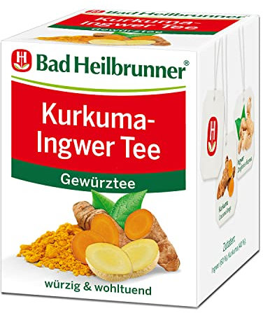Bad Heilbrunner Kurkuma Ingwer Tee im Filterbeutel, 12er Pack (12 x 8 Filterbeutel)