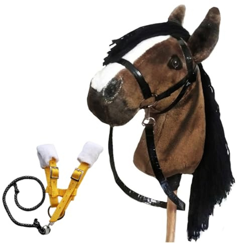 Hobby Horse Set - Chestnut Hobby Horse on Stick with Bridle and Halter - Hobbyhorse for Kids A4