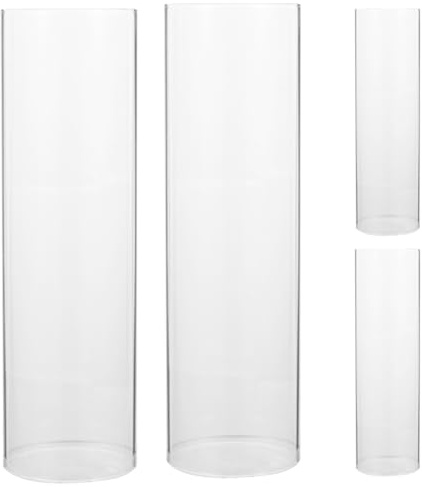 BESPORTBLE 4 Stücke Glaszylinder Windlichtgläser mundgeblasen Glas Kerzenhalter Teelichtgläser Ersatz Zylinder Teelichthalter Kerzenständer Ohne Boden für Zuhause Wohnzimmer Hochzeit Tischdeko