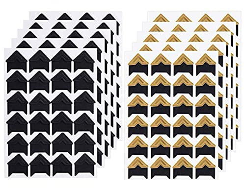 STOBOK 10 Blätter Selbstklebende Fotoeckenaufkleber Für Scrapbooking Bögen Vintage-eckenaufkleber Papieraufkleber Für Albumdekoration DIY-fotoalbum Rahmendekoration Schwarz Metallic Pro b