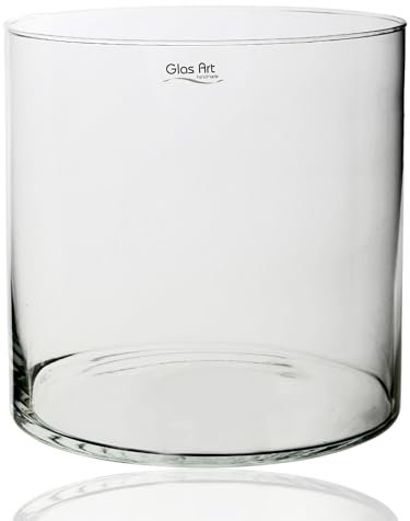 Glasvase Dekovase Klarglas Zylinder Deko-Glasbehälter Glas-Gefäß 15cm/20cm hoch Wohnzimmer (20x20 cm)