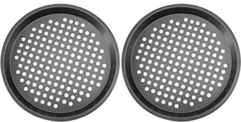 Cucioki 2 Pcs Pizza Crisper Pan, Carbon Steel, Non-Stick, Tray Pizza Pan with Holes,12 Inch