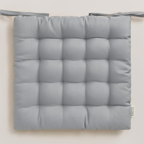 ROOM99 Aura Stuhlkisse 40 x 40 x 4,5 cm Sitzkisse Sitzpolster mit bändern Zierkissen Stuhl Boden Bodenkissen Kissen Outdoor Indoor Wohnzimmer Hellgrau, 1 Stück