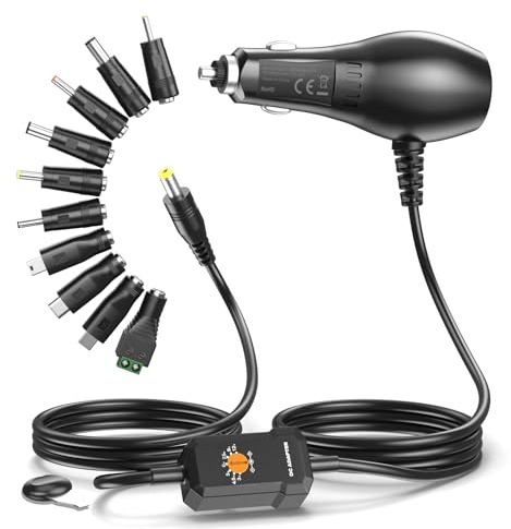 Basicvolt 34W Car Charger DC 12V 9V 7.5V 6V 5V 4.5V 3V 2A Universal Power Cord 5.5x2.1mm to Cigarette Lighter with 10 Tips for Dash Cam, DVD Player, GPS, Bluetooth Speakers, Camera, Router