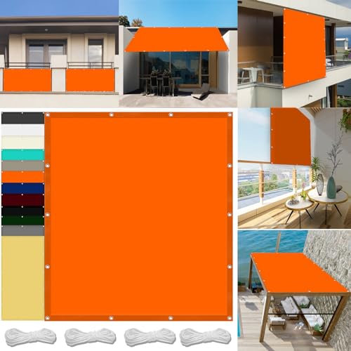 Markisenstoff 3.2 x 6.5 m Wasserdicht Sonnenschutz Strand Reißfest UV-Schutz nach Mass Polyestergewebe Mit Seil Schattenspender für Gewächshaus/Hinterhof, Orange