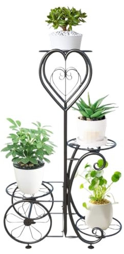 AMYSTY Blumenständer Blumenregal Blumenbank 4-stöckiger Pflanzenständer Für Drinnen Und Draußen, Metall-Blumenhalter, Hohes Eck-Pflanzenregal Für Terrasse Pflanzenständer Blumentreppe Pflanzenregal
