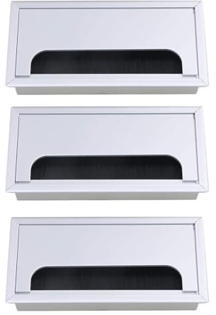 kabeldurchführung Schreibtisch Aluminiumlegierung, silberfarben, Tisch, Schreibtisch, rechteckig, Draht, Kabeldurchführung, Lochabdeckung, Auslassöffnung, 16 x 8 x 3 cm, mit schwarzer Bürste ( Size :