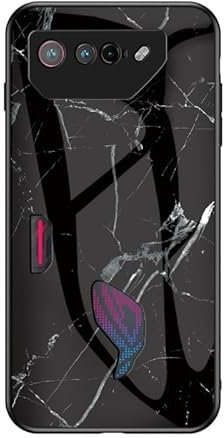 Rfvzubemok Kompatibel mit Asus ROG Phone 3 ZS661KS Hülle,3 in 1 (PC Glas Rückwand+TPU Silikon) Anti-Sturz Handyhülle Black