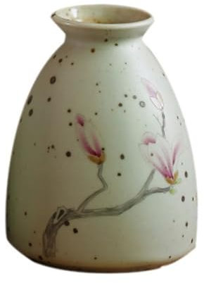 Hhmmei2024-23 Vase Retro-Keramik, handbemalt, rote Magnolienvase, chinesischer Stil, Blumenarrangement, Tischvase, kreative Hydroponik Vasen für Blumen