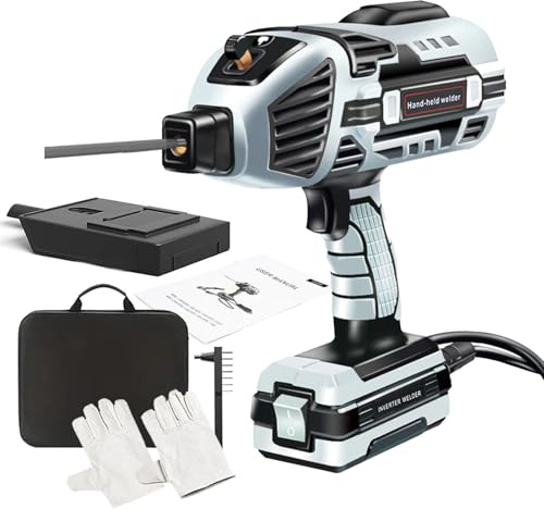 Máquina de Soldadura Láser de Mano,Pistola Soldadora de Arco Portátil,Kit de Máquina Soldadora Eléctrica con Caja de Herramientas,para Varillas de Soldadura de 3/32 Pulgadas (2,5mm),Gray 220V