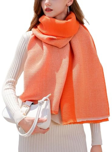 HGKPFGTG Damenmode Schal, Langer Kaschmirschal, Superweicher Strickschal Für Büro Und Hochzeit,Orange,M