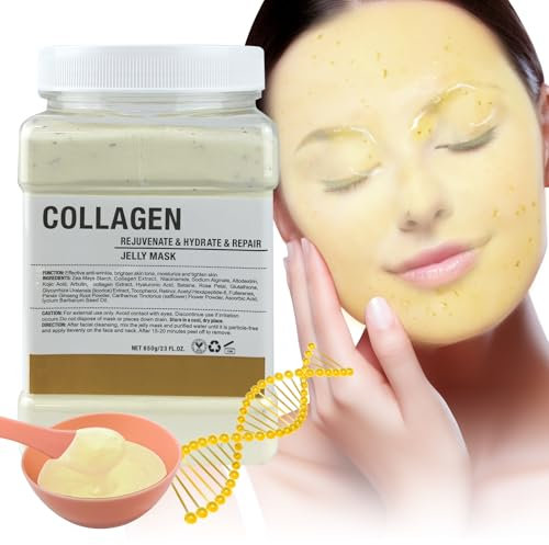 Polvere di Maschera Gelatina per Viso, Maschera in Gelatina Peel-off, Idratante e Nutriente Mask Peel-Off per Viso, Professionale Jelly Mask Polvere per la Cura della Pelle 23 Fl Oz (Collagen)
