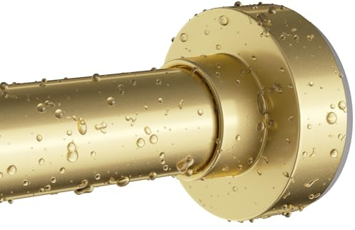Emlaoe Gold Shower Curtain Rod 34-82 Inches(2.8-6.8ft) Never Rust Adjustable Shower Rod Spring Tension Non Slip No Drilling Shower Rods for Bathroom Garland Window