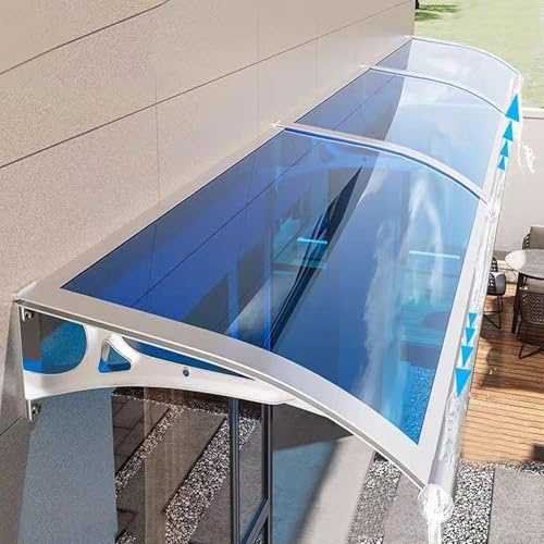 Aluminium Vordach Haustür,Türvordach,Pultbogenvordach,99% Uv-Schutz Regenschutz Vordach Haustürvordach Breite Optional 60/80/100/120/150 Cm,Wandhalterung Aluminium (120x300cm/47x118)