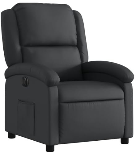 Tidyard Relaxsessel Elektrisch, Verstellbare Rückenlehne Fußteil, TV Sessel, Relaxsessel mit Liegefunktion, Ruhesessel, Liegesessel, Schwarz Echtleder