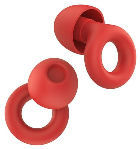 Reusable Ear Plugs in Silicone,EarPlugs for Noise Reduction-27 dB,Hearing Protection Earplugs for Noise Reduction,8 Ear Tips in XS/S/M/L,Comfy Noise Cancelling Earplugs for Work,Travel,Focus(Red)