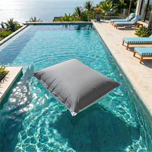 Housse pour Pouf Géant XXL 180x140cm - Déhoussable - Flottant pour Piscine - Gris Galet - Déco Arts