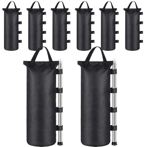 CAUTIOUS 8Piezas Pesos para Carpas 800D, Pesos para Rellenar, Oxford Bolsas de Arena, Pies de Pabellón, Bolsas de Peso Rellenables para Carpa y Emergente Gazebos, Negro