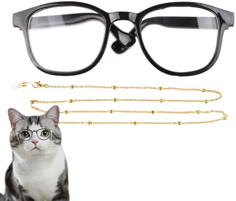 demaxiyad Occhiali per travestimento per cani, occhiali da vista con catena, per cosplay di animali domestici, per interni ed esterni, per giochi di ruolo, gattini, travestimenti fotografici