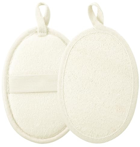 Mynoozi 2 Pcs Natural Loofah Sponge Exfoliating Loofah Sponge Shower Body Exfoliator Scrubbing Pads,Exfoliating Sponge Face Wash Pads for Women and Men