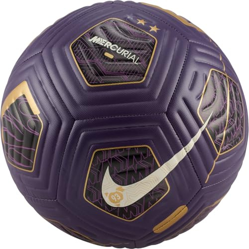 Kylian Mbappé Academy Nike Soccer Ball, Grand Purple/Black/MTLC Gold Coin/White, HJ7028-585, 4