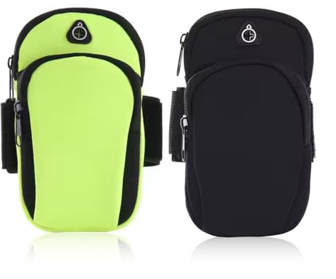 SGERUFZ Borsa Sportiva 2 Pezzi, Fascia da Braccio con Porta per Cuffie, Fascia per Cellulare per Corsa e Palestra, Ciclismo
